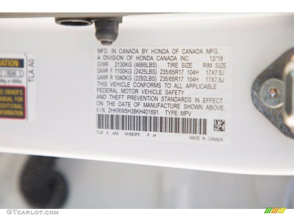 2019 CR-V LX - Platinum White Pearl / Gray photo #38