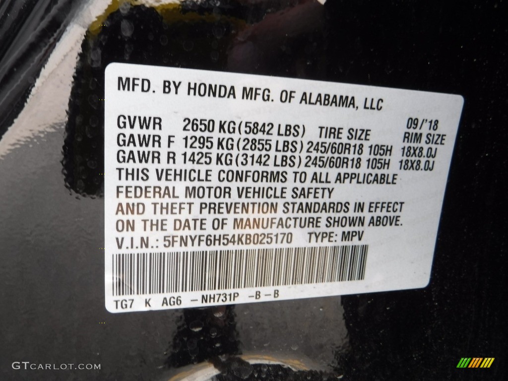 2019 Pilot EX-L AWD - Crystal Black Pearl / Gray photo #33