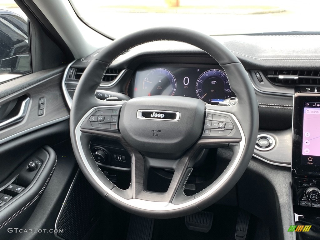 2021 Jeep Grand Cherokee L Limited 4x4 Black Steering Wheel Photo #142928100