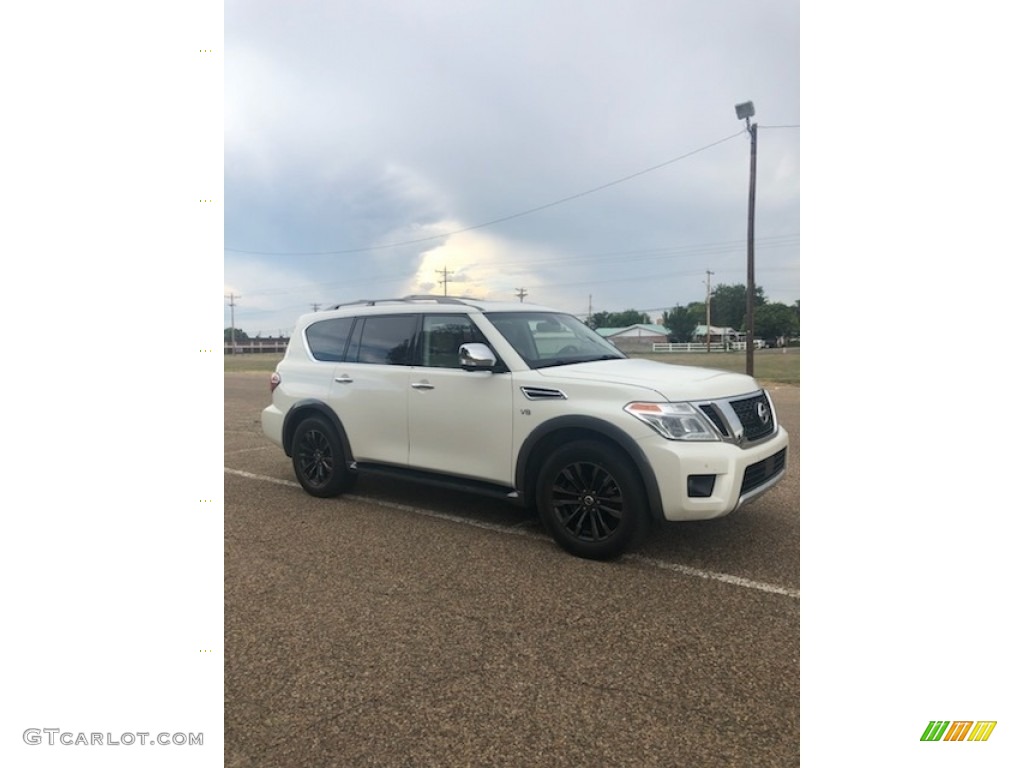 2017 Armada Platinum 4x4 - Pearl White / Tan photo #8