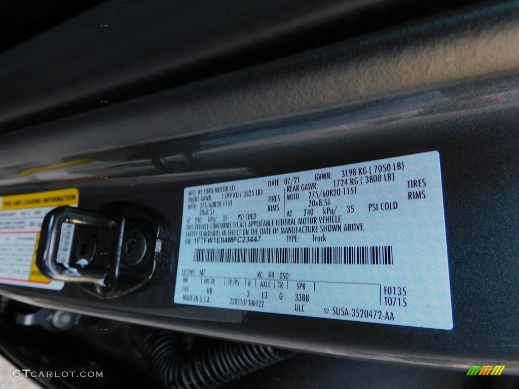 2021 F150 Color Code M7 for Carbonized Gray Photo #142932507