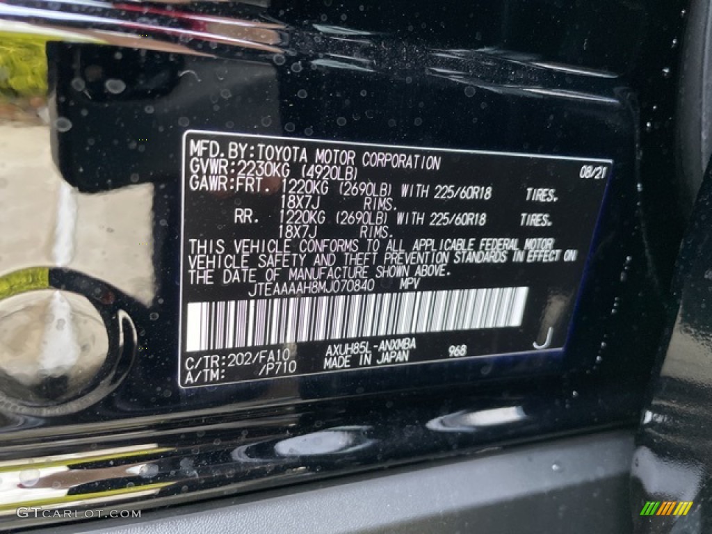 2021 Toyota Venza Hybrid LE AWD Color Code Photos