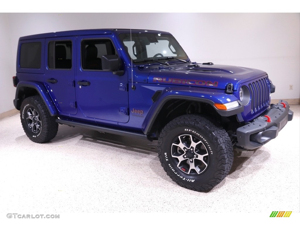 2019 Wrangler Unlimited Rubicon 4x4 - Ocean Blue Metallic / Black photo #1