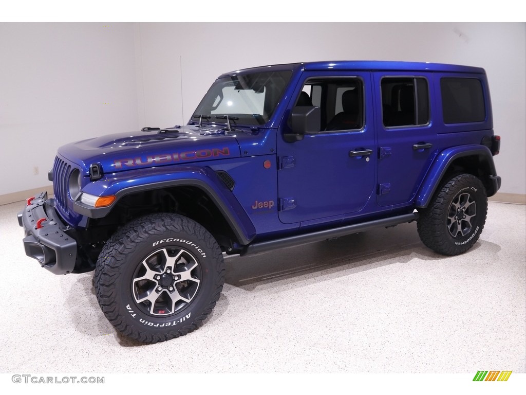 2019 Wrangler Unlimited Rubicon 4x4 - Ocean Blue Metallic / Black photo #3