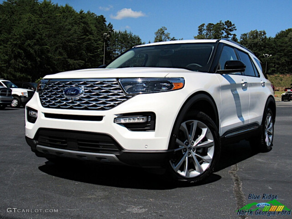2021 Explorer Platinum 4WD - Star White Metallic Tri-Coat / Sandstone photo #1
