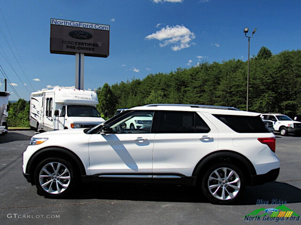 2021 Explorer Platinum 4WD - Star White Metallic Tri-Coat / Sandstone photo #2