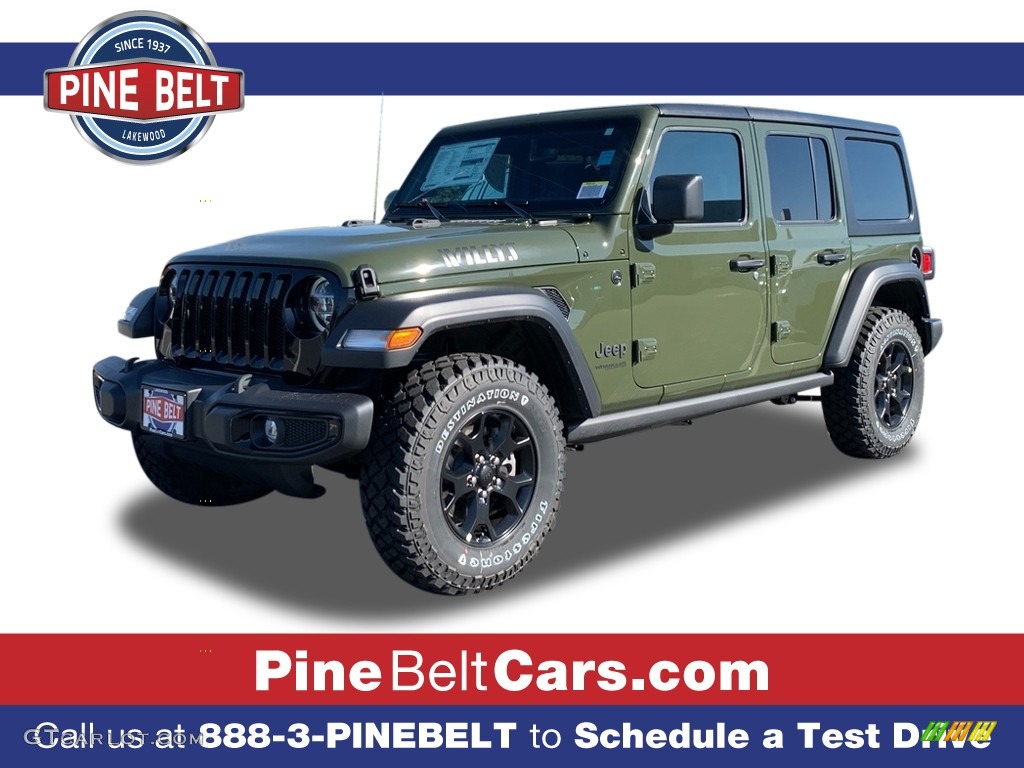 2021 Wrangler Unlimited Willys 4x4 - Sarge Green / Black photo #1