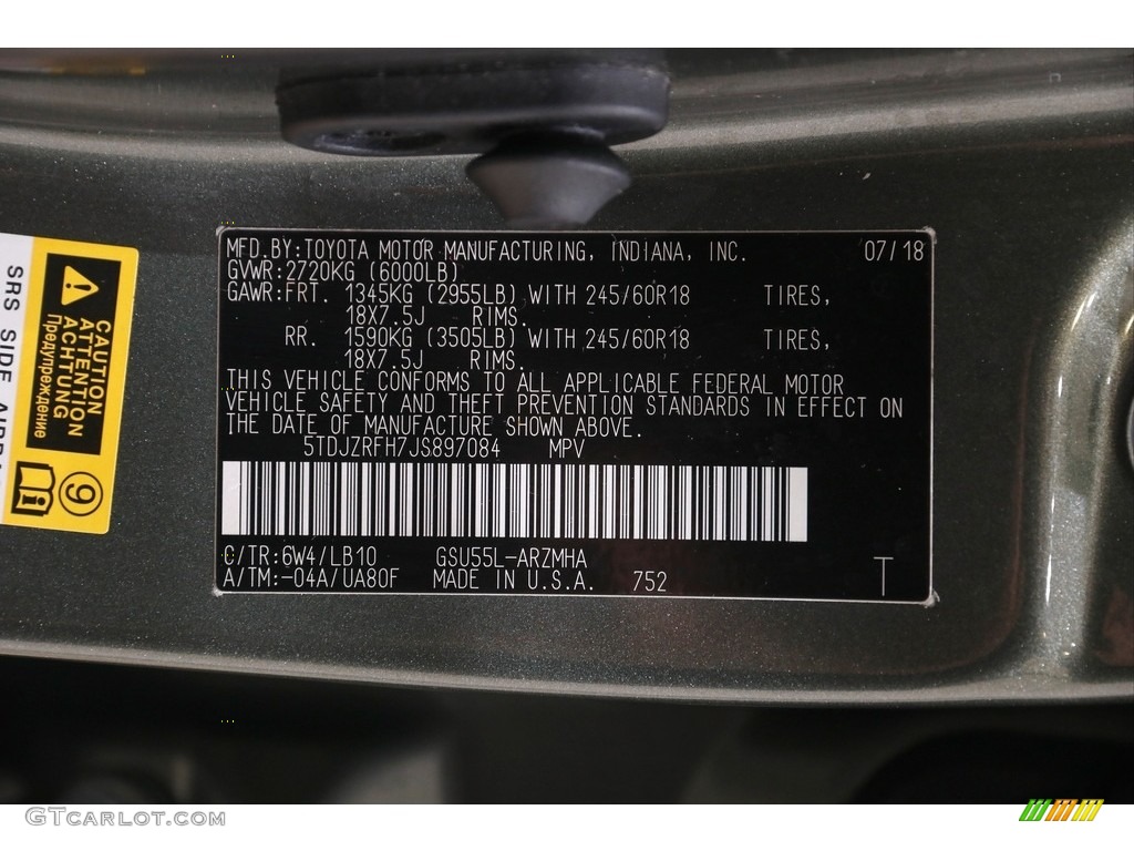2018 Highlander XLE AWD - Alumina Jade Metallic / Ash photo #23
