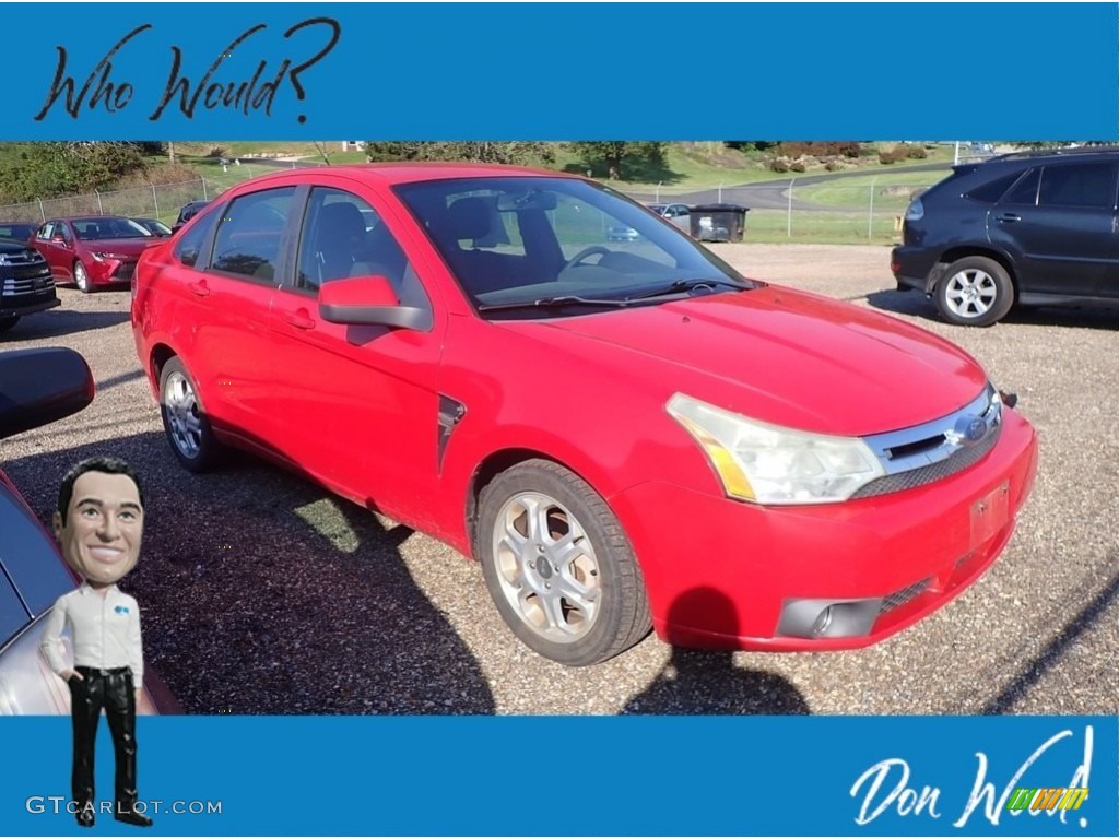 2008 Focus SES Sedan - Vermillion Red / Charcoal Black photo #1