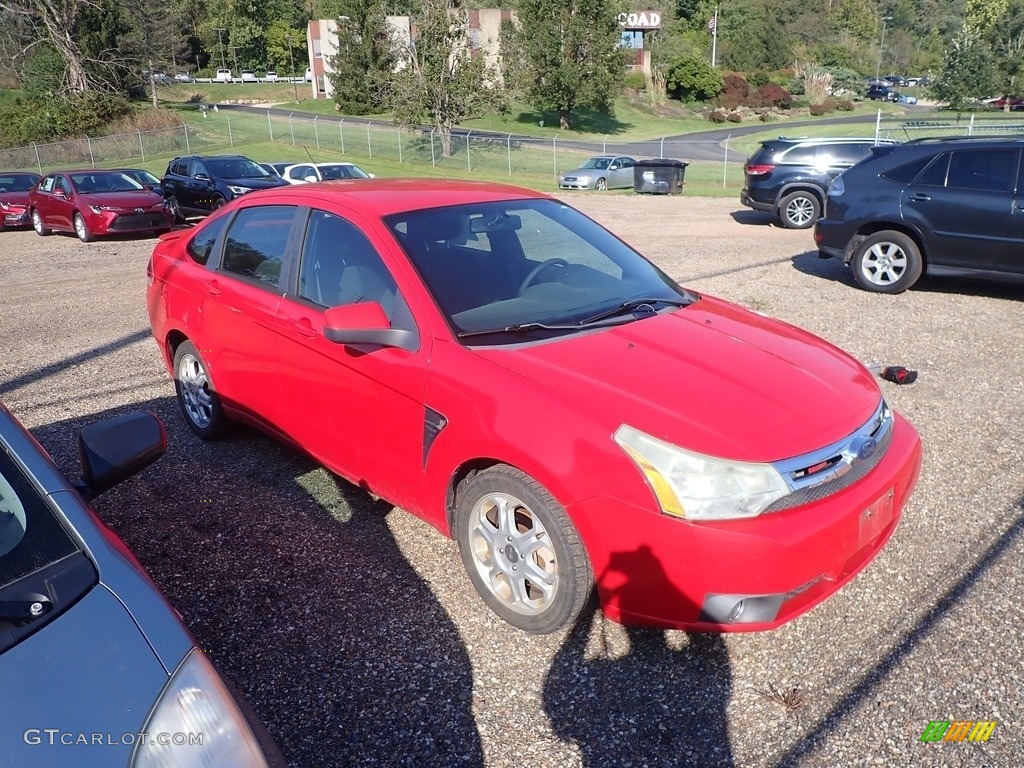 2008 Focus SES Sedan - Vermillion Red / Charcoal Black photo #2