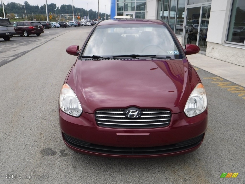 2008 Accent GLS Sedan - Wine Red / Gray photo #3