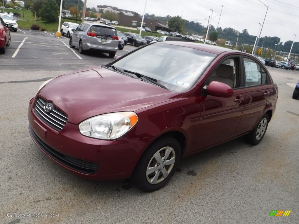 2008 Accent GLS Sedan - Wine Red / Gray photo #4