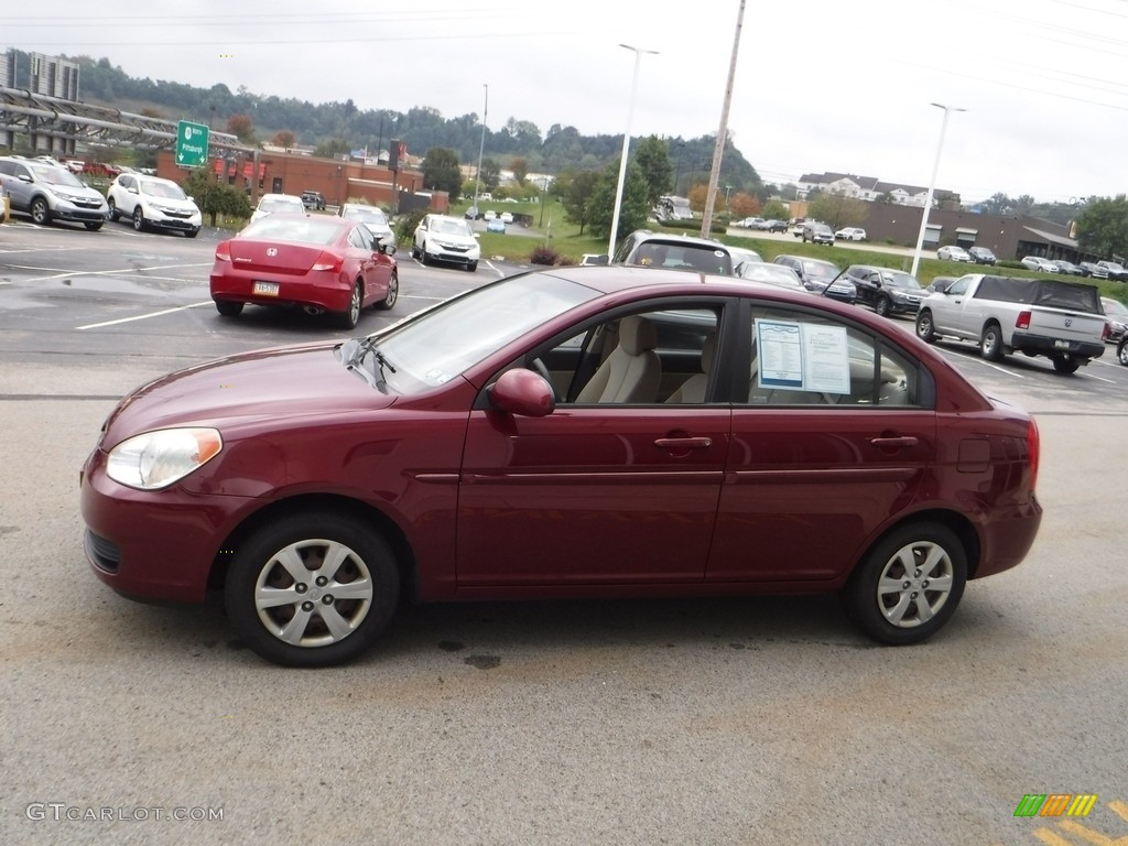 2008 Accent GLS Sedan - Wine Red / Gray photo #5