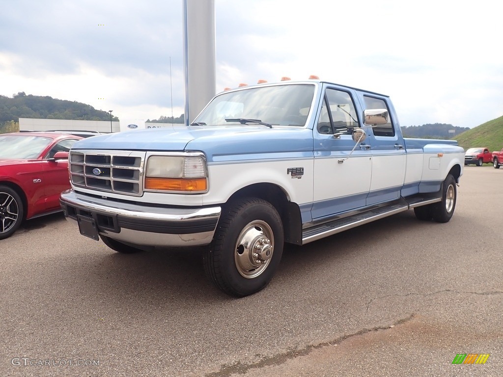 Portofino Blue Metallic 1995 Ford F350 XLT Crew Cab 4x4 Exterior Photo #142964821