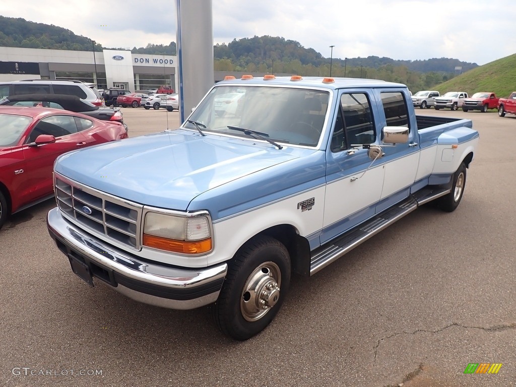 1995 F350 XLT Crew Cab 4x4 - Portofino Blue Metallic / Blue photo #5