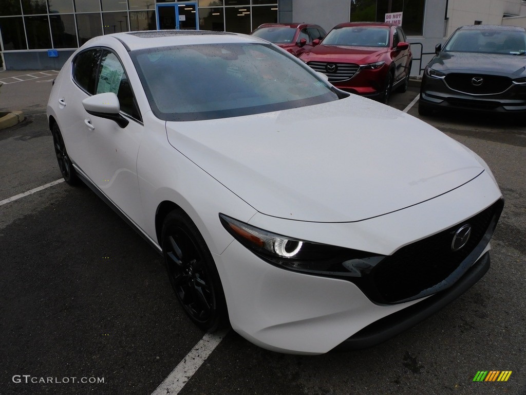 2021 Mazda3 Premium Hatchback AWD - Snowflake White Pearl Mica / Red photo #9
