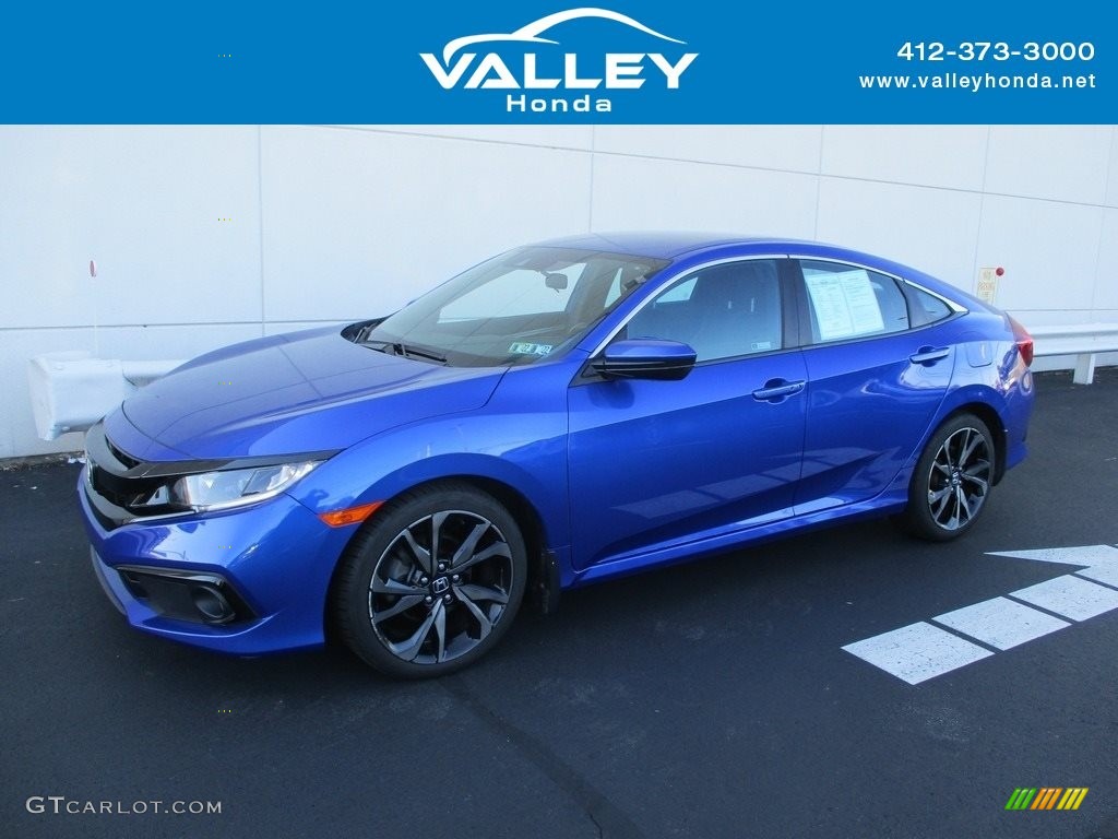 2019 Civic Sport Sedan - Agean Blue Metallic / Black photo #1