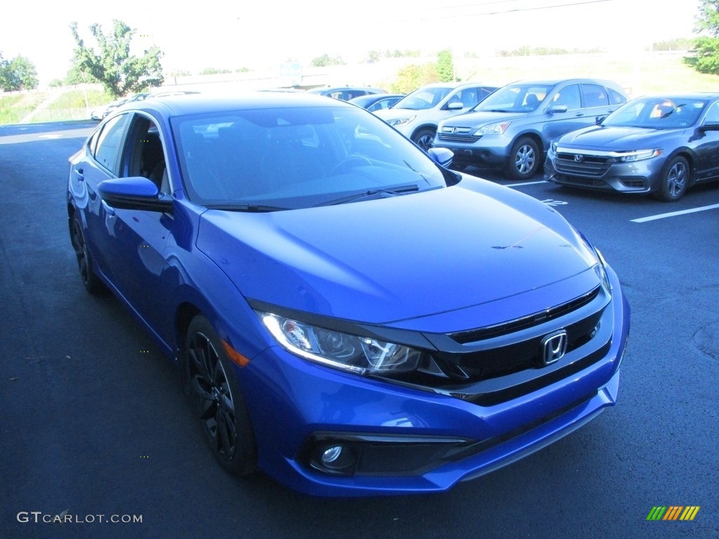 2019 Civic Sport Sedan - Agean Blue Metallic / Black photo #7
