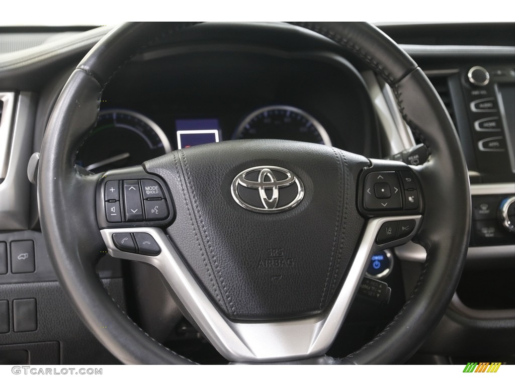 2019 Toyota Highlander Hybrid XLE AWD Black Steering Wheel Photo #142970075