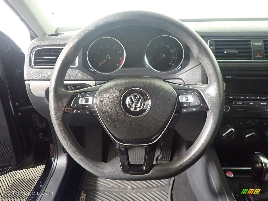 2015 Volkswagen Jetta SE Sedan Titan Black Steering Wheel Photo #142970642