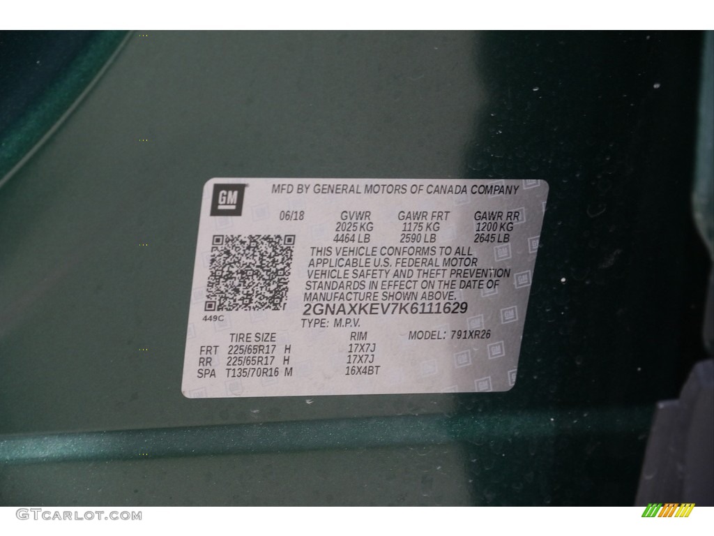 2019 Equinox LT - Ivy Green Metallic / Medium Ash Gray photo #18