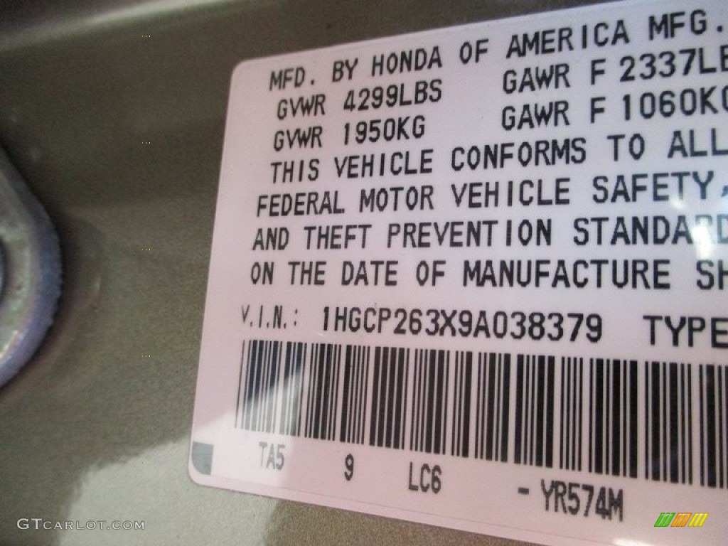 2009 Accord LX Sedan - Bold Beige Metallic / Ivory photo #19