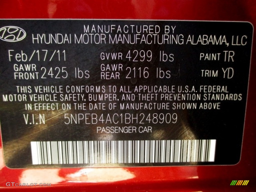 2011 Sonata GLS - Venetian Red / Camel photo #73