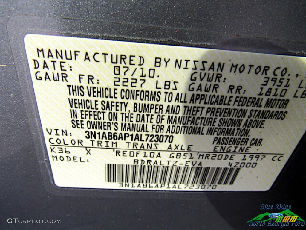 2010 Sentra 2.0 S - Magnetic Gray Metallic / Charcoal photo #17