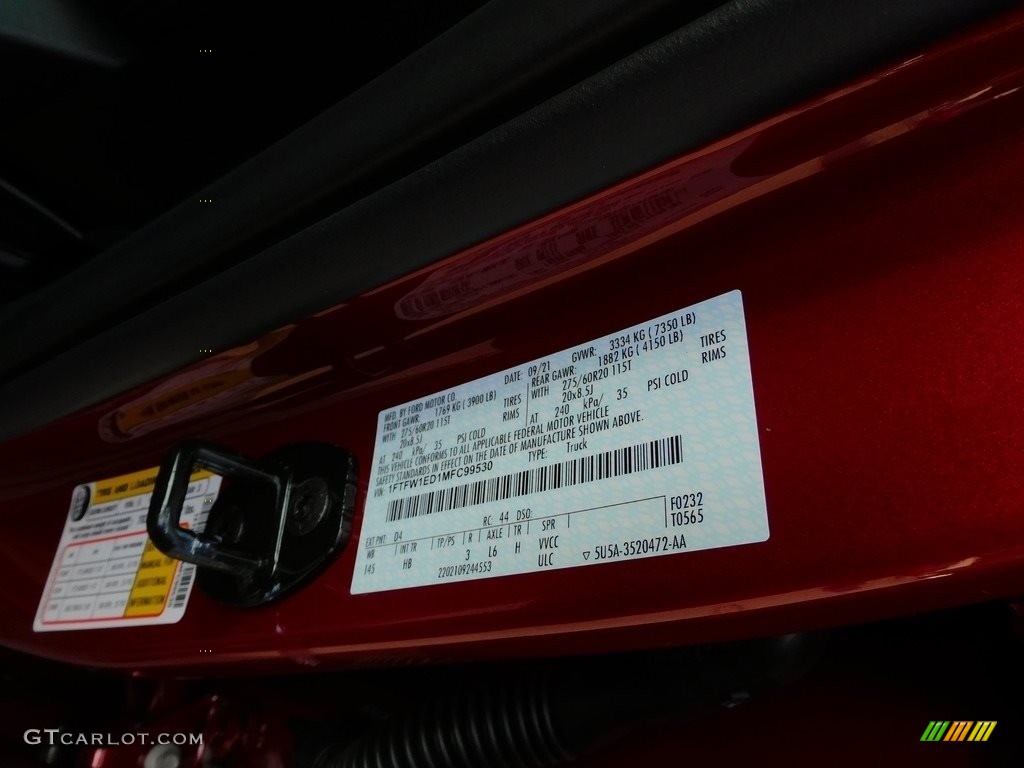 2021 F150 Lariat SuperCrew 4x4 - Rapid Red / Black photo #20