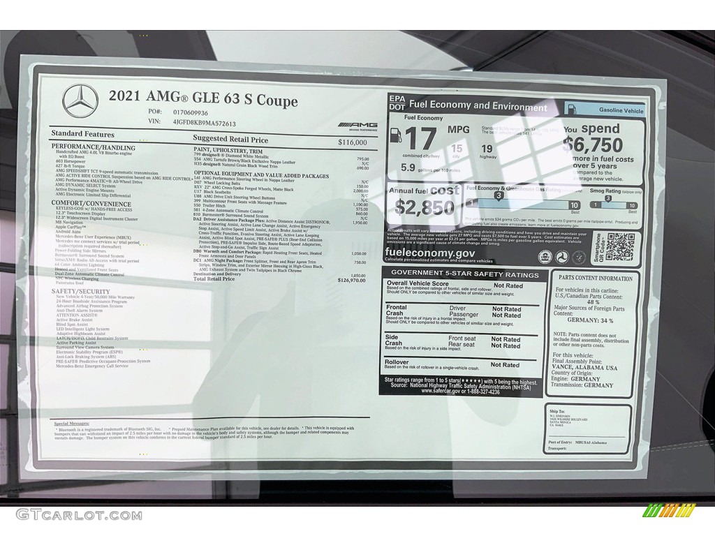 2021 GLE 63 S AMG 4Matic Coupe - designo Diamond White Metallic / Tartufo/Black photo #13