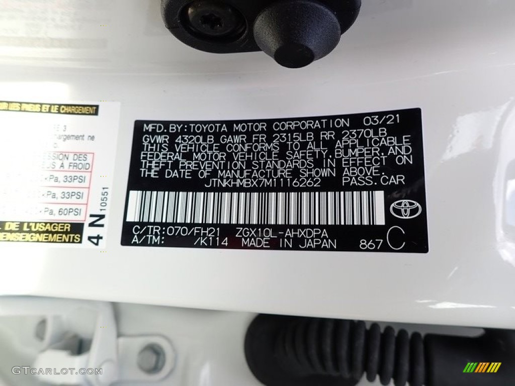 2021 Toyota C-HR LE Color Code Photos