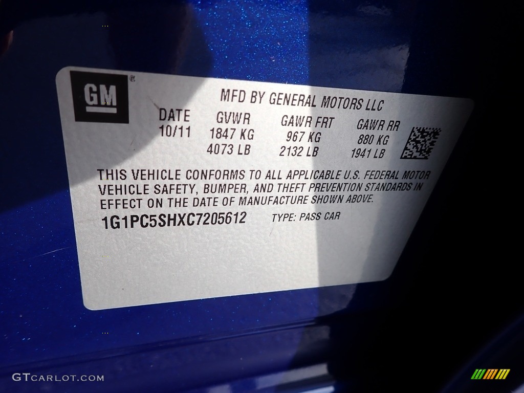 2012 Cruze LS - Blue Topaz Metallic / Jet Black/Medium Titanium photo #29