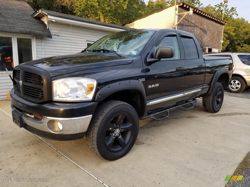 2008 Ram 1500 SLT Quad Cab 4x4 - Brilliant Black Crystal Pearl / Medium Slate Gray photo #2