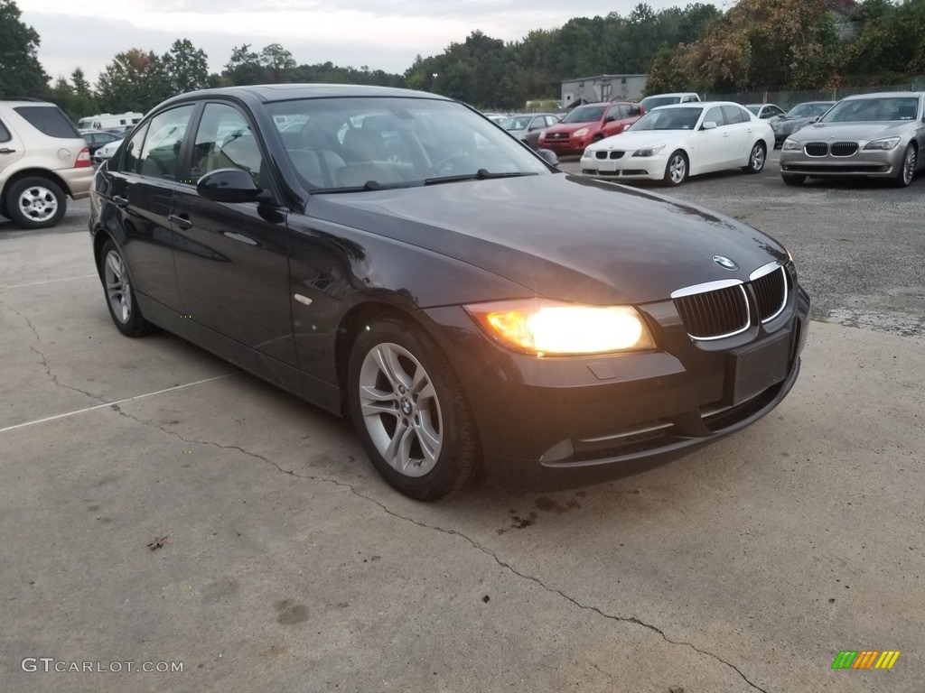 2008 3 Series 328i Sedan - Black Sapphire Metallic / Black Dakota Leather photo #2