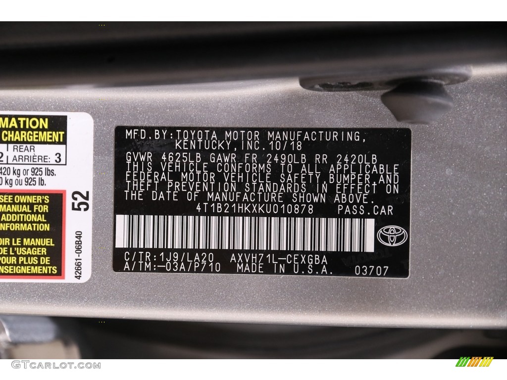 2019 Camry Hybrid XLE - Celestial Silver Metallic / Black photo #21