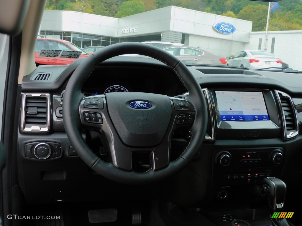 2021 Ford Ranger Lariat SuperCrew 4x4 Ebony Steering Wheel Photo #143048693