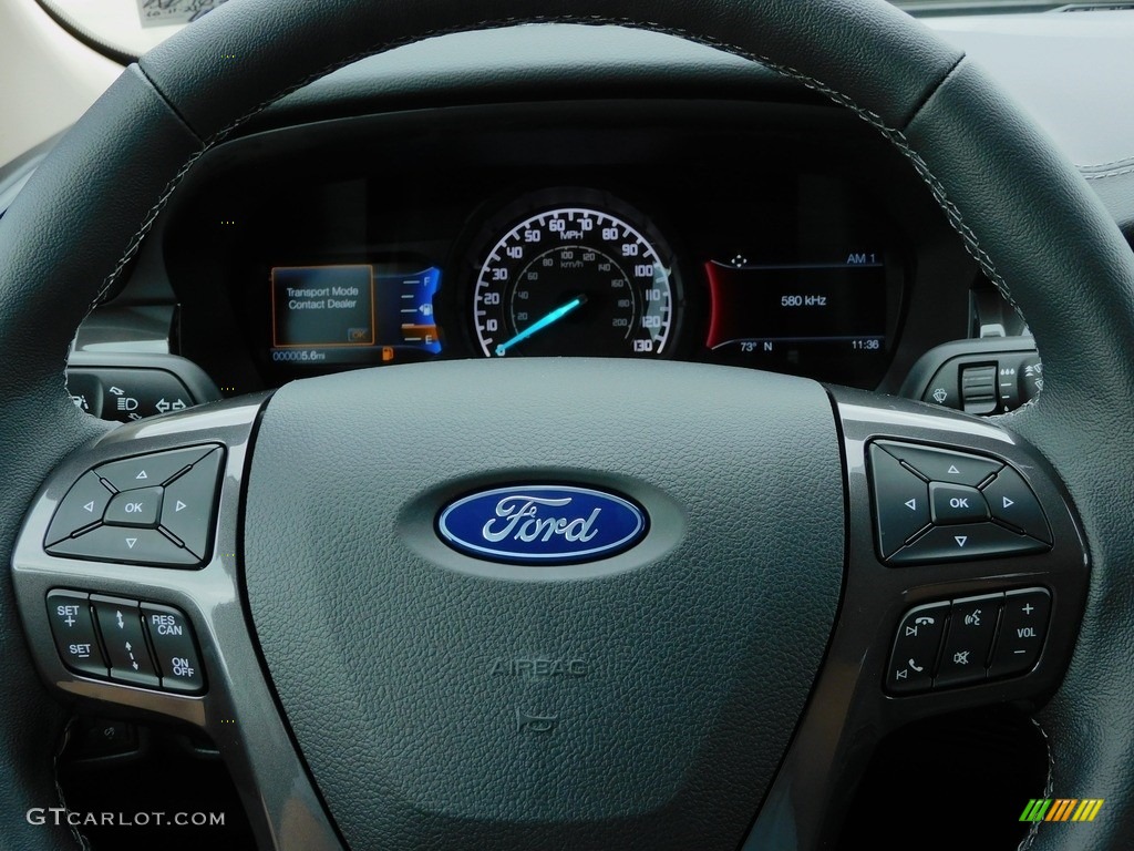 2021 Ford Ranger Lariat SuperCrew 4x4 Ebony Steering Wheel Photo #143048825