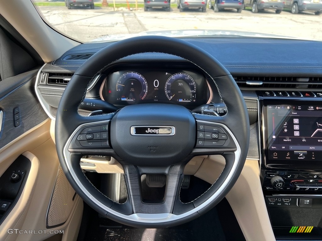 2021 Jeep Grand Cherokee L Limited 4x4 Global Black/Wicker Beige Steering Wheel Photo #143051123