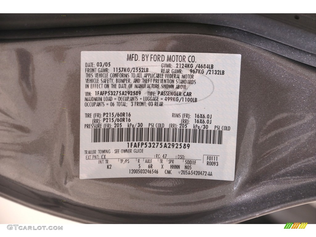 2005 Taurus SE - Dark Shadow Grey Metallic / Medium/Dark Flint photo #17