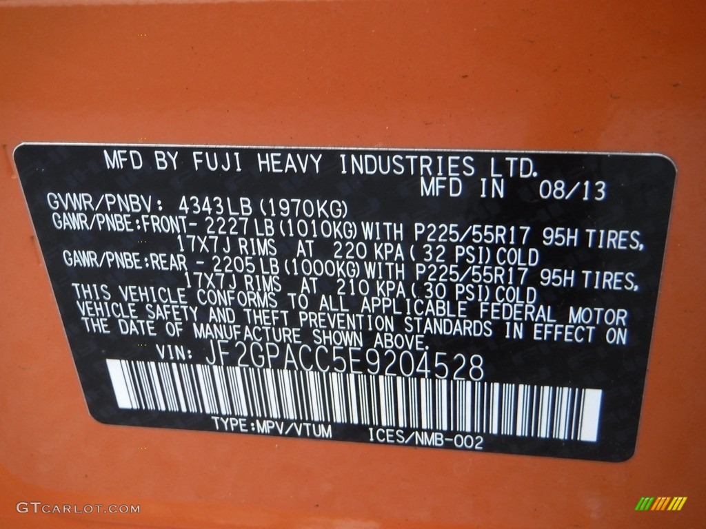 2014 XV Crosstrek 2.0i Premium - Tangerine Orange Pearl / Black photo #27