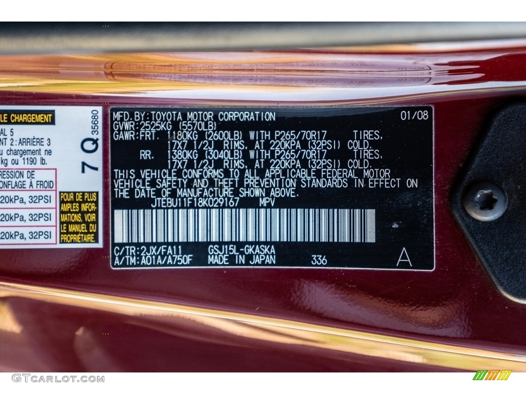 2008 Toyota FJ Cruiser Standard FJ Cruiser Model Color Code Photos