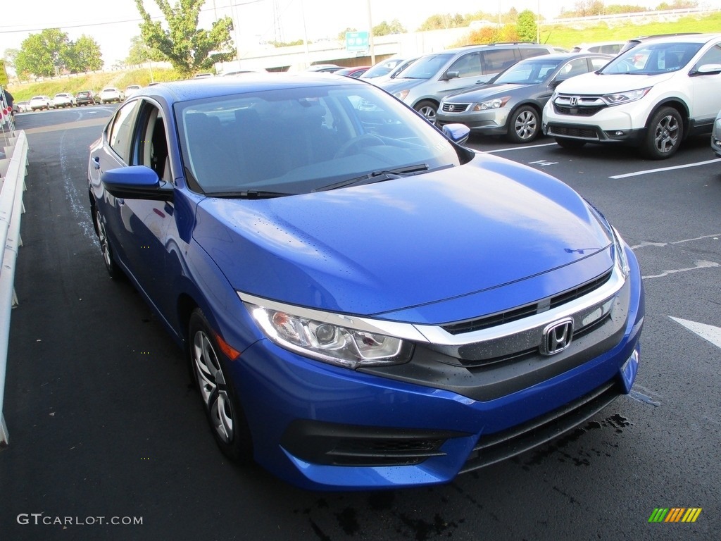 2018 Civic LX Sedan - Aegean Blue Metallic / Black photo #7