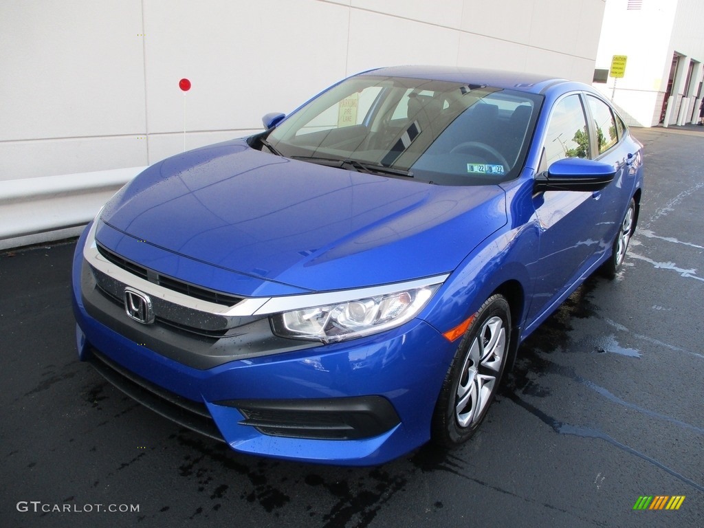 2018 Civic LX Sedan - Aegean Blue Metallic / Black photo #9