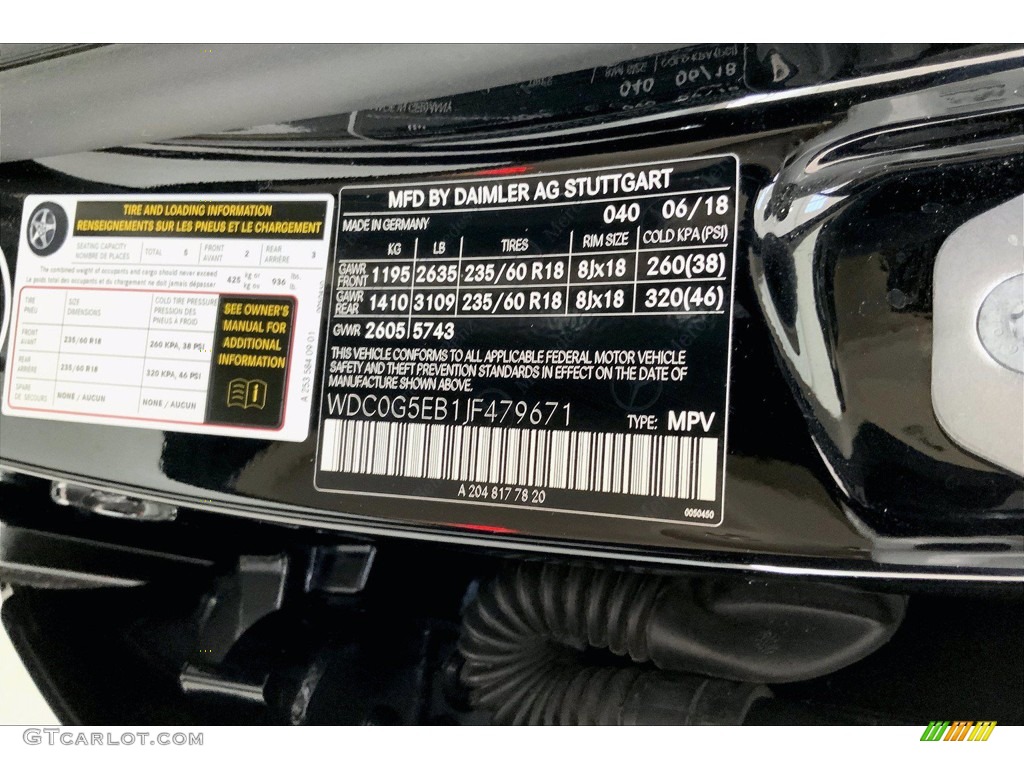 2018 GLC Color Code 040 for Black Photo #143064559