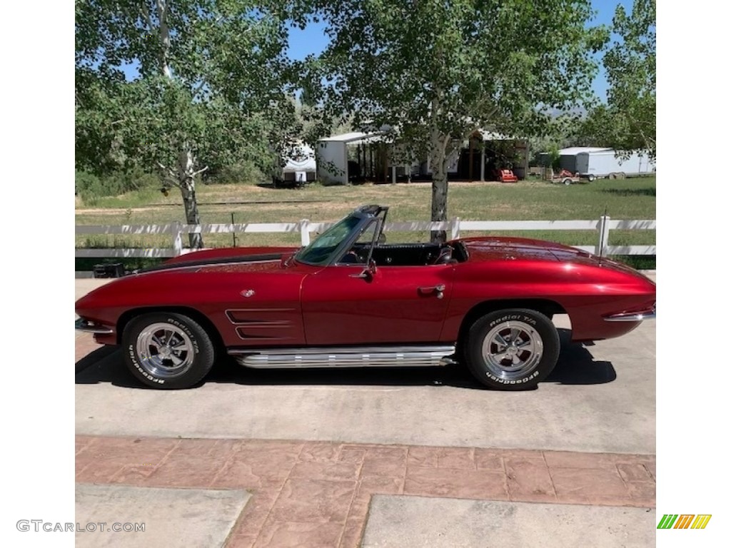 1963 Corvette Sting Ray Convertible - Dark Red Metallic / Black photo #9