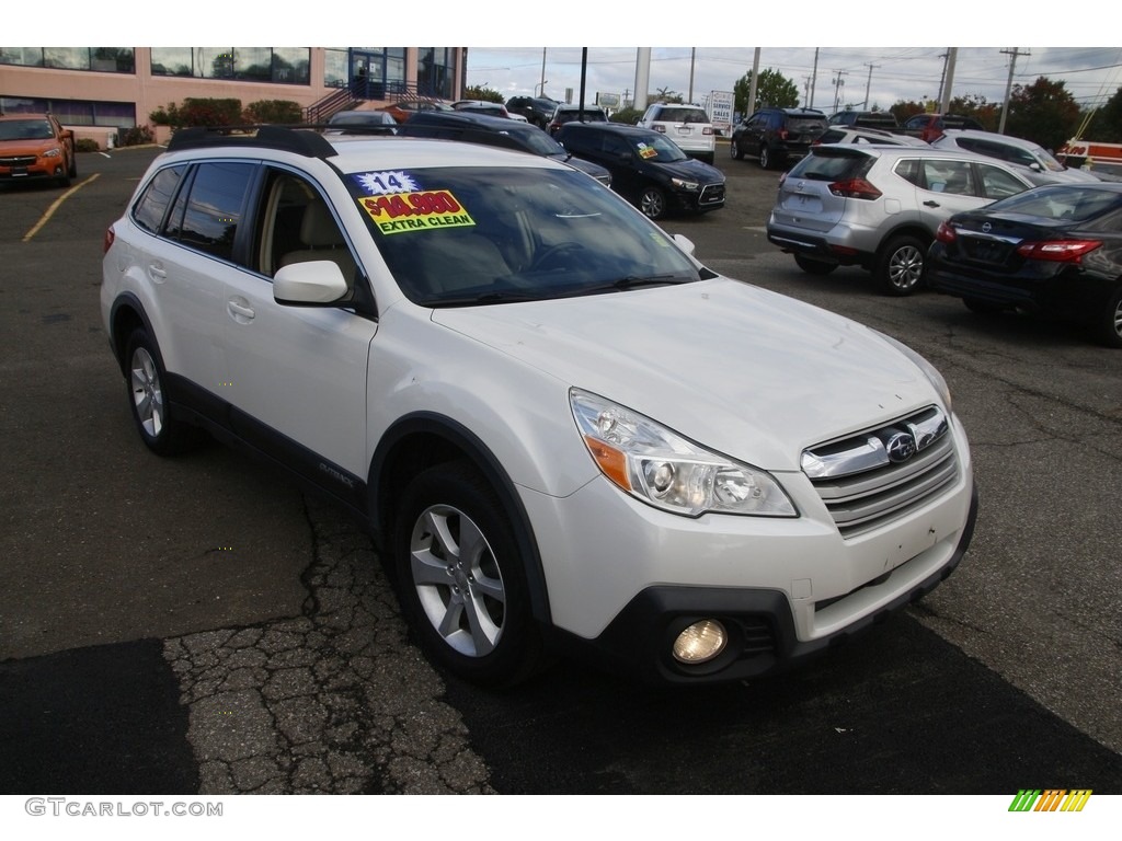 2014 Outback 2.5i Premium - Satin White Pearl / Ivory photo #3