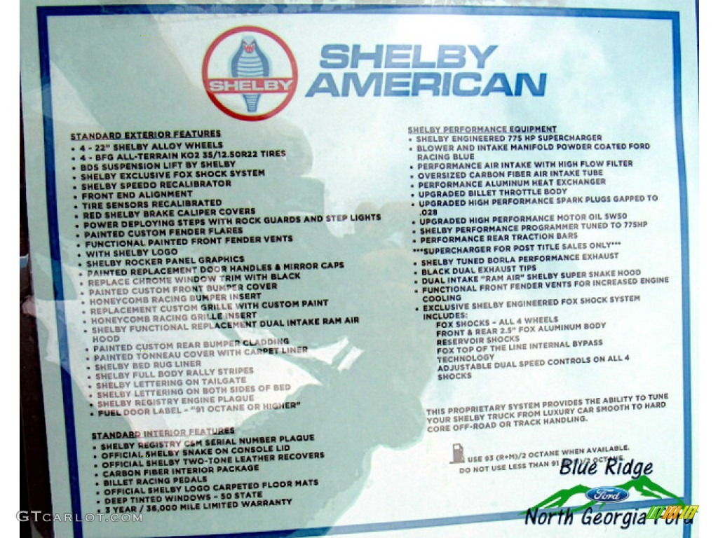 2021 Ford F150 Shelby Off-Road SuperCrew 4x4 Window Sticker Photo #143072066