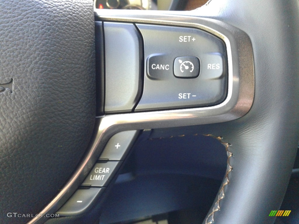 2022 Ram 1500 Limited Longhorn Crew Cab 4x4 Black/New Saddle Steering Wheel Photo #143075597