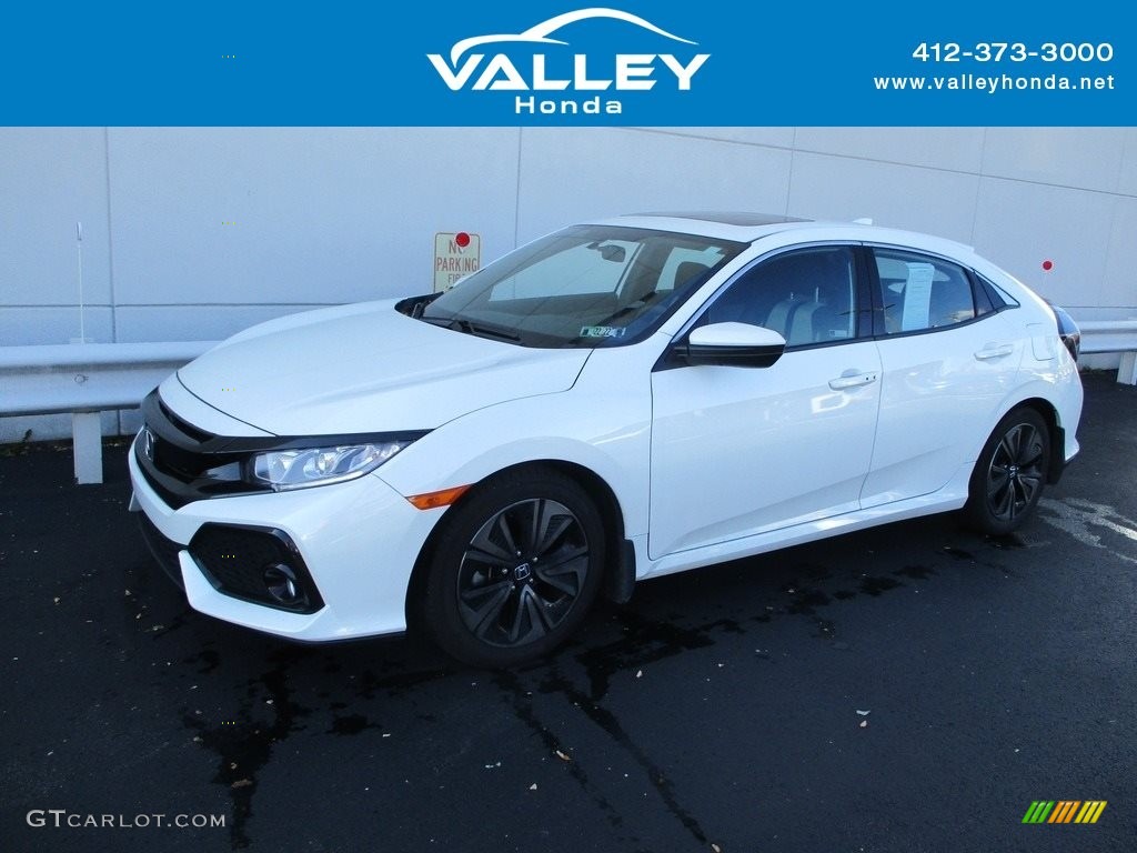 2018 Civic EX Hatchback - White Orchid Pearl / Black/Ivory photo #1