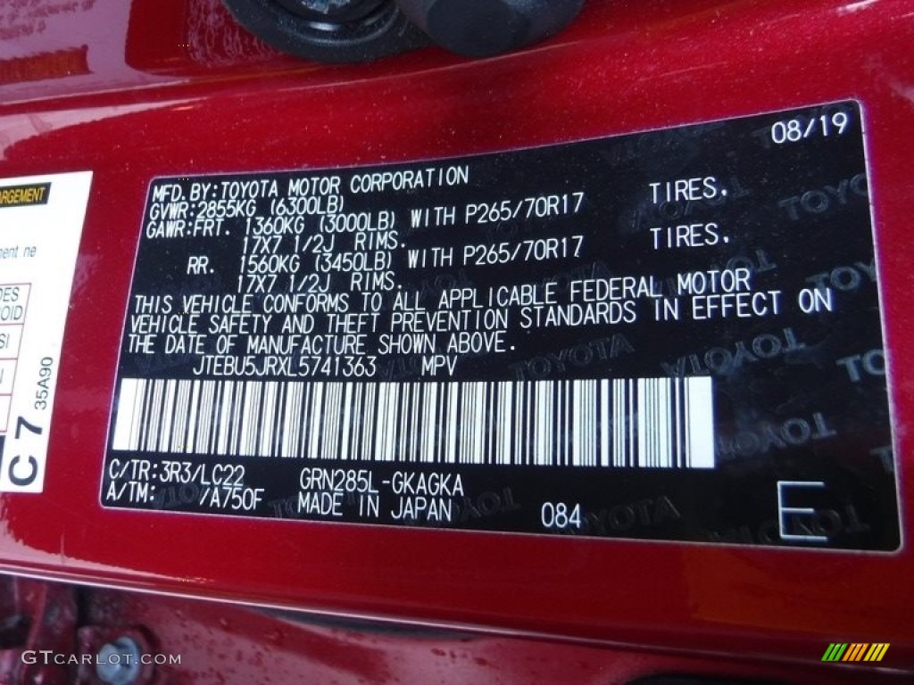 2020 4Runner Color Code 3R3 for Barcelona Red Metallic Photo #143087095